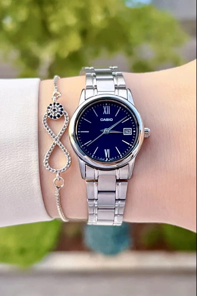 Casio CSISTE70 Kadranı Lacivert Kordonu Gümüş Renk Hediye Paketli Kadın Kol Saati - Resim 2