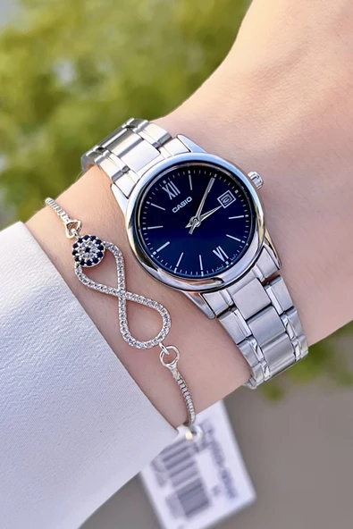 Casio CSISTE70 Kadranı Lacivert Kordonu Gümüş Renk Hediye Paketli Kadın Kol Saati - Resim 3