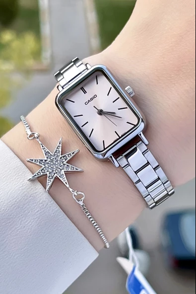 Casio CSISTE74 Kadranı Pembe Kordonu Gümüş Renk Hediye Paketli Kadın Kol Saati ürün görseli 1