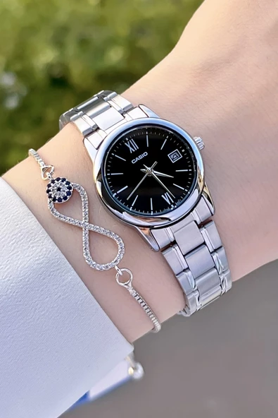 Casio CSISTE69 Kadranı Siyah Kordonu Gümüş Renk Hediye Paketli Kadın Kol Saati - Resim 4