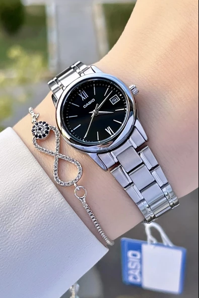 Casio CSISTE69 Kadranı Siyah Kordonu Gümüş Renk Hediye Paketli Kadın Kol Saati ürün görseli 1