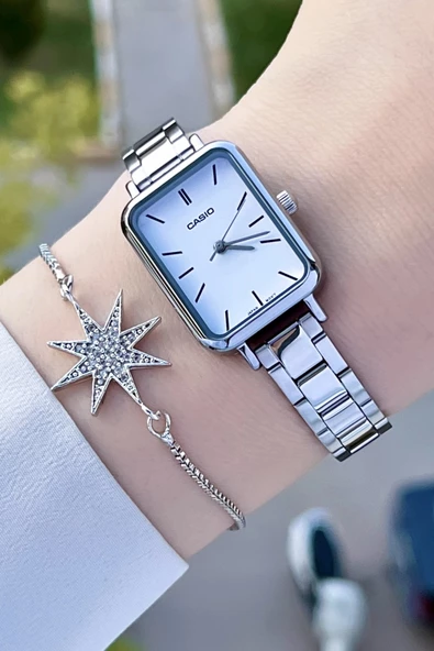 Casio CSISTE75 Kadranı Beyaz Kordonu Gümüş Renk Hediye Paketli Kadın Kol Saati ürün görseli 1