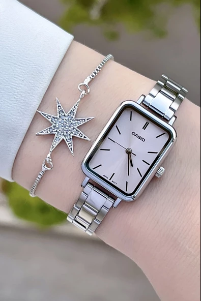 Casio CSISTE74 Kadranı Pembe Kordonu Gümüş Renk Hediye Paketli Kadın Kol Saati - Resim 2