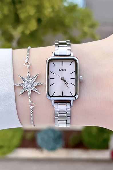 Casio CSISTE74 Kadranı Pembe Kordonu Gümüş Renk Hediye Paketli Kadın Kol Saati - Resim 4