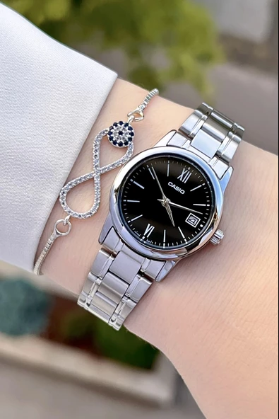 Casio CSISTE69 Kadranı Siyah Kordonu Gümüş Renk Hediye Paketli Kadın Kol Saati - Resim 2