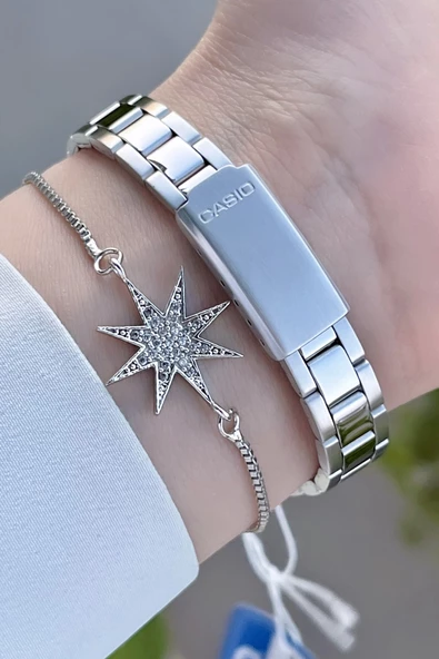 Casio CSISTE75 Kadranı Beyaz Kordonu Gümüş Renk Hediye Paketli Kadın Kol Saati - Resim 5