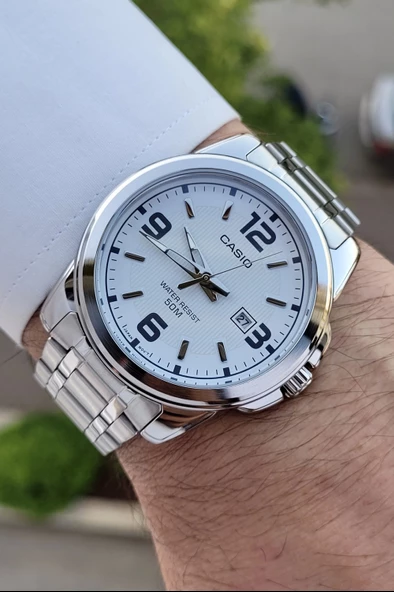 Casio CSISTE51 Kadranı Beyaz Korodnu Gümüş Renk Hediye Paketli Erkek Kol Saati - Resim 2