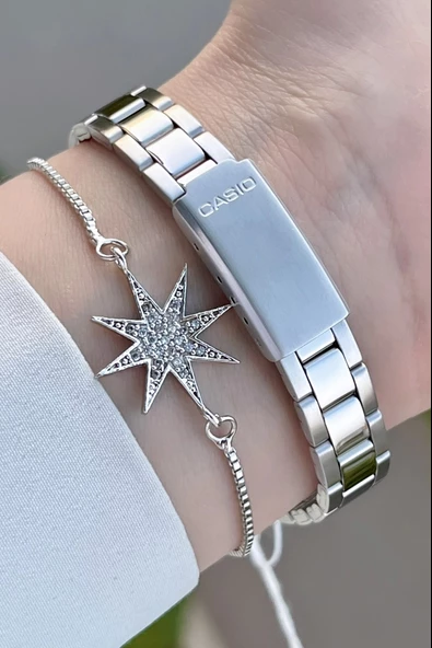 Casio CSISTE74 Kadranı Pembe Kordonu Gümüş Renk Hediye Paketli Kadın Kol Saati - Resim 5