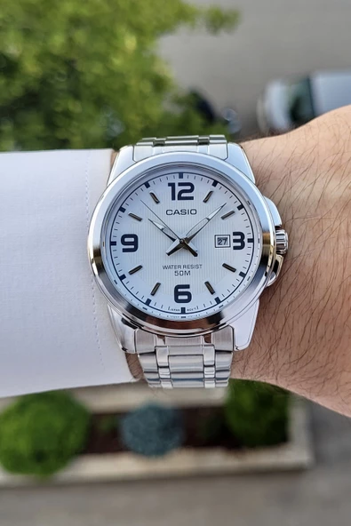 Casio CSISTE51 Kadranı Beyaz Korodnu Gümüş Renk Hediye Paketli Erkek Kol Saati - Resim 3