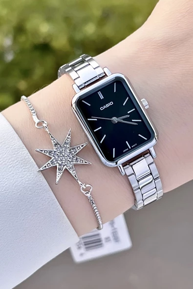 Casio CSISTE72 Kadranı Siyah Kordonu Gümüş Renk Hediye Paketli Kadın Kol Saati - Resim 4