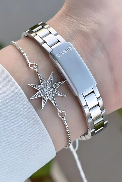 Casio CSISTE73 Kadranı Mavi Kordonu Gümüş Renk Hediye Paketli Kadın Kol Saati - Resim 4