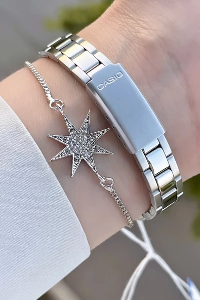 Casio CSISTE72 Kadranı Siyah Kordonu Gümüş Renk Hediye Paketli Kadın Kol Saati - Resim 5