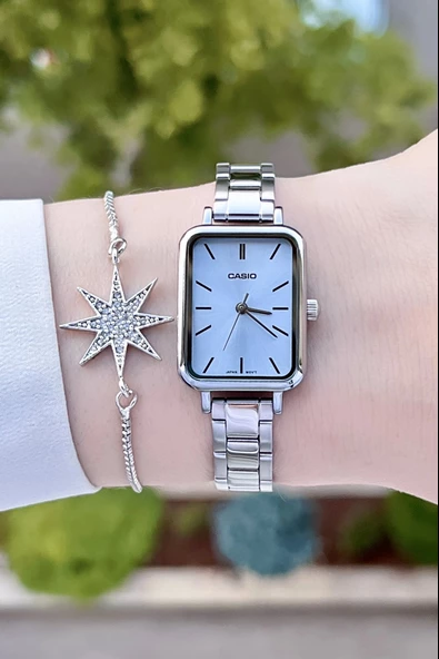 Casio CSISTE73 Kadranı Mavi Kordonu Gümüş Renk Hediye Paketli Kadın Kol Saati - Resim 2