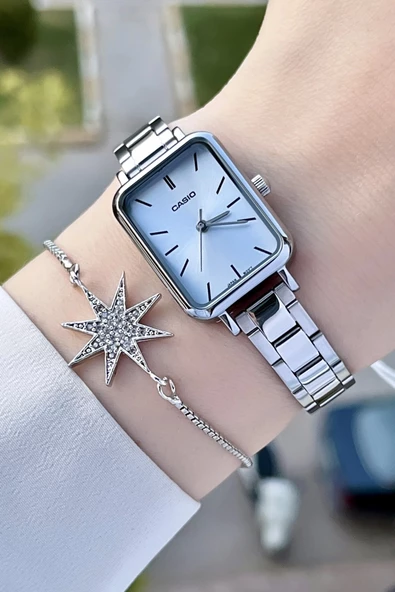 Casio CSISTE73 Kadranı Mavi Kordonu Gümüş Renk Hediye Paketli Kadın Kol Saati ürün görseli 1