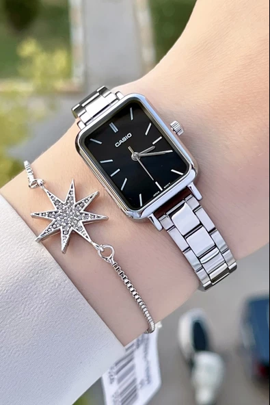 Casio CSISTE72 Kadranı Siyah Kordonu Gümüş Renk Hediye Paketli Kadın Kol Saati ürün görseli 1