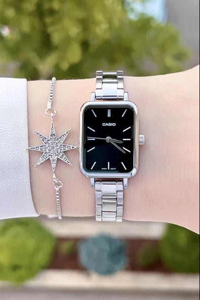 Casio CSISTE72 Kadranı Siyah Kordonu Gümüş Renk Hediye Paketli Kadın Kol Saati - Resim 2