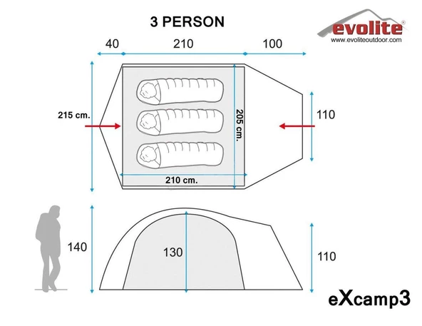 Evolite EXCAMP3 3 KİŞİLİK ÇADIR EVO-9204 - 4