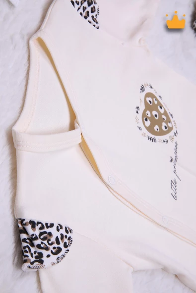 Babyhola Leopar Desen Kız Bebek Yenidoğan 8'li Tulum Seti 0-3 Ay Hediyelik Hastane Çıkışı 5016 - 12