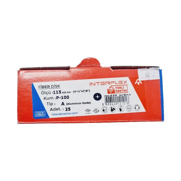 INTERFLEX V115 100 Kum Fiber Disk Zımpara | Hızlı ve Etkili Zımparalama Deneyimi | 10 ADET