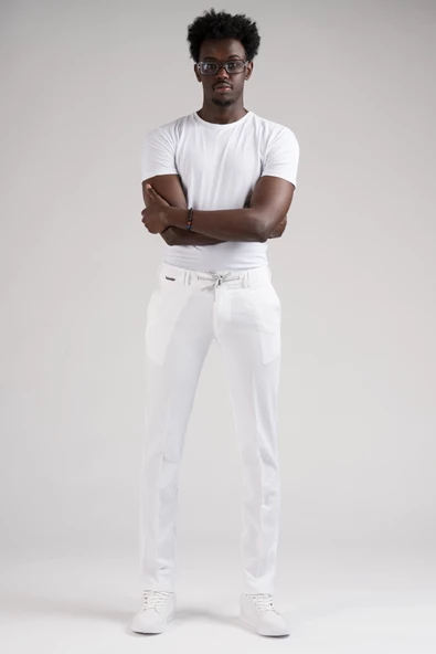 Ecer Slimfit Beli Yarım Lastikli Ve İplikli Gofre Kumaş Yazlık Jogger Pantolon