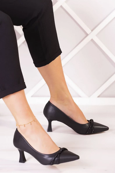 Erkan Saçmacı Adel Siyah Vegan Burma Taşlı Abiye Ayakkabı - 2