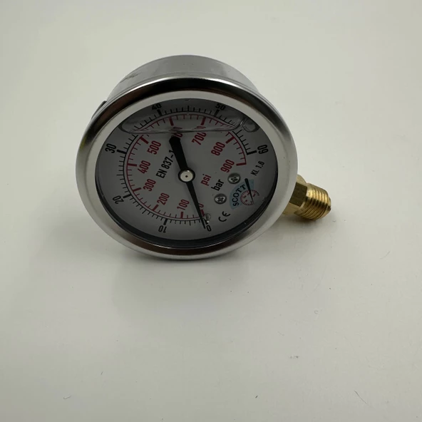 Manometre Gliserinli Alttan Çıkışlı Q63 - 0 - 60 Bar 1/4 - Resim 3
