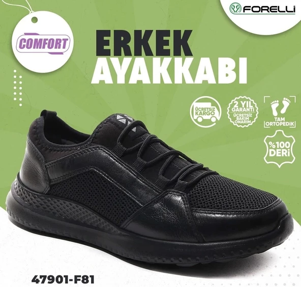 Forelli 47901-G Siyah Erkek Comfort Ayakkabı