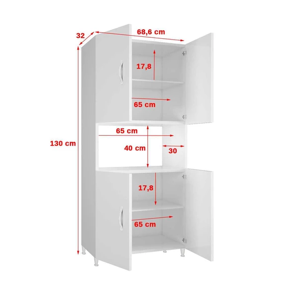 MODİLAYN ARZU 68,6 x 130 cm Fırın Bölmeli Mutfak & Banyo Dolabı - Resim 5