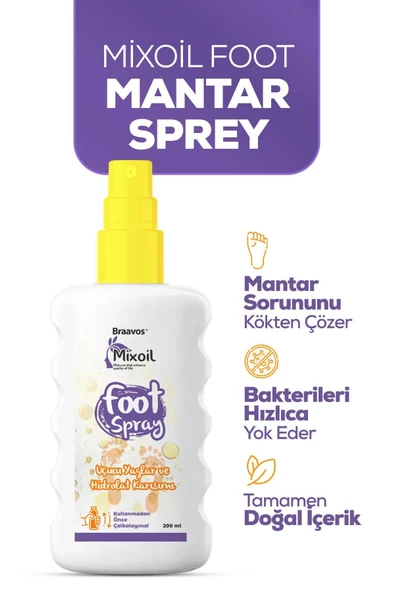 Braavos MixOil Foot Sprey Ayak Ve Vücut Mantarı Ayak Kokusu Önleyici 200 Ml