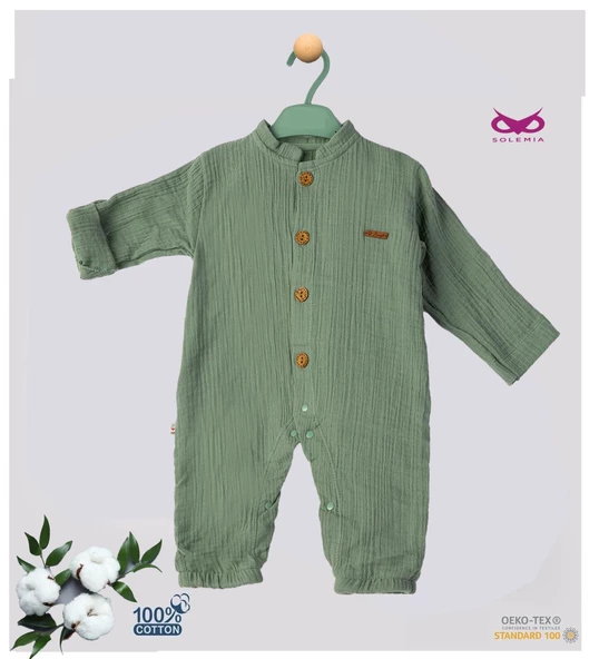 % 100 Organik Pamuklu Müslin Bebek Tulumu - Eoko-TEX Sertifikalı - 9