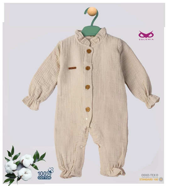 % 100 Organik Pamuklu Müslin Bebek Tulumu - Eoko-TEX Sertifikalı - 6