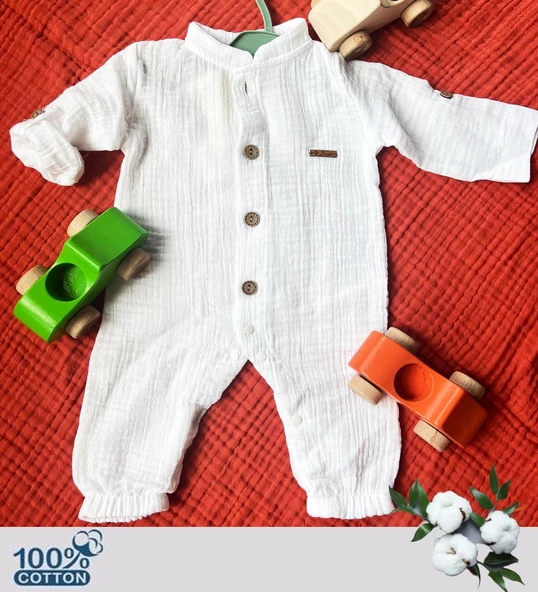 % 100 Organik Pamuklu Müslin Bebek Tulumu - Eoko-TEX Sertifikalı - 2