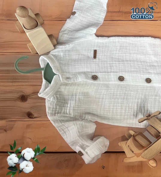 % 100 Organik Pamuklu Müslin Bebek Tulumu - Eoko-TEX Sertifikalı - 3