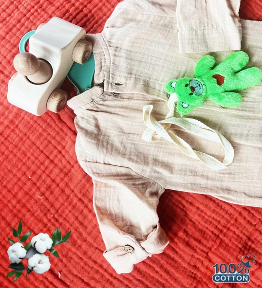 % 100 Organik Pamuklu Müslin Bebek Tulumu - Eoko-TEX Sertifikalı - 8