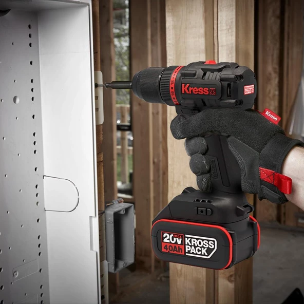 Kress Kua71 20Volt/4.0Ah Li-İon Çift Akülü Kömürsüz Profesyonel Şarjlı Matkap - 5