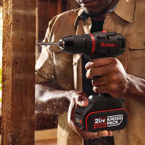 Kress Kua71 20Volt/4.0Ah Li-İon Çift Akülü Kömürsüz Profesyonel Şarjlı Matkap - 10