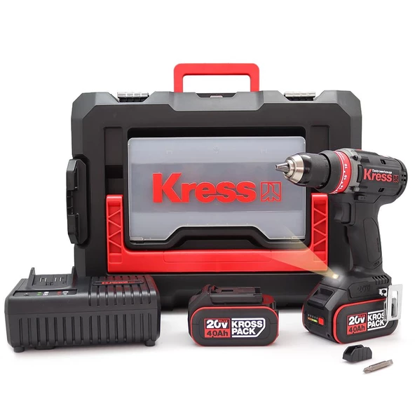 Kress Kua72.1 20Volt/4.0Ah Li-İon Çift Akülü Kömürsüz Profesyonel Şarjlı Matkap