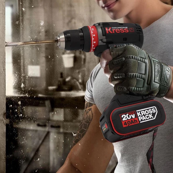 Kress Kua72.1 20Volt/4.0Ah Li-İon Çift Akülü Kömürsüz Profesyonel Şarjlı Matkap - 9