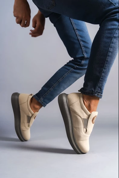 Hippo Bağcıksız Süet Erkek Günlük Sneaker Ayakkabı GT Bej - 2