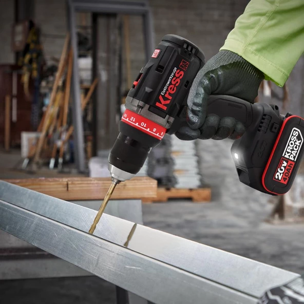 Kress Kua72.1 20Volt/4.0Ah Li-İon Çift Akülü Kömürsüz Profesyonel Şarjlı Matkap - 10