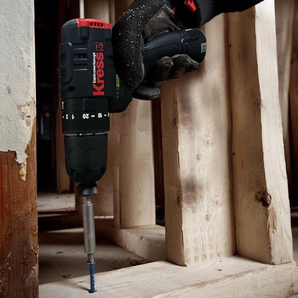 Kress Kuc12 12Volt/2.0Ah Li-İon Çift Akülü Kömürsüz Profesyonel Şarjlı Darbeli Matkap - 8