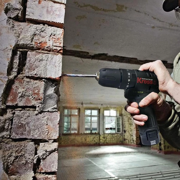 Kress Kuc12 12Volt/2.0Ah Li-İon Çift Akülü Kömürsüz Profesyonel Şarjlı Darbeli Matkap - 10