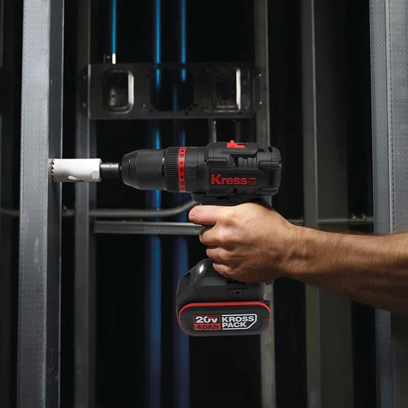 Kress Kuc30 20Volt/4.0Ah Li-İon Çift Akülü Kömürsüz Profesyonel Şarjlı Darbeli Matkap - 8