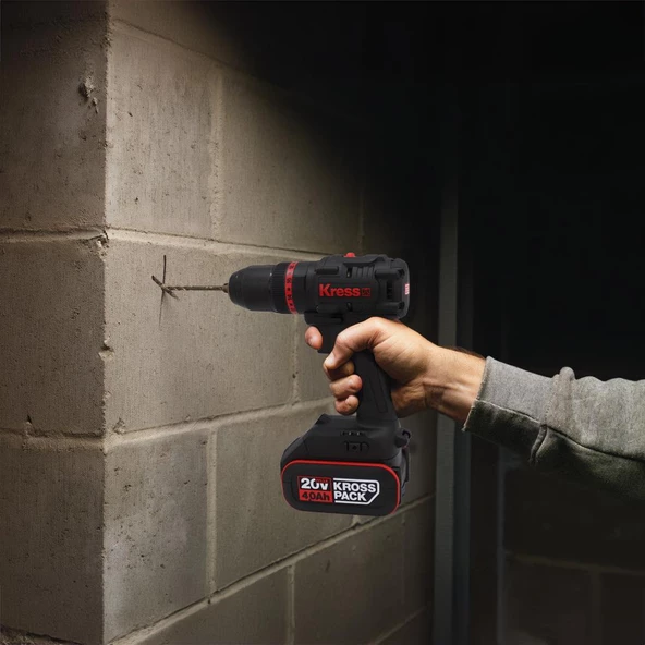 Kress Kuc30 20Volt/4.0Ah Li-İon Çift Akülü Kömürsüz Profesyonel Şarjlı Darbeli Matkap - 5