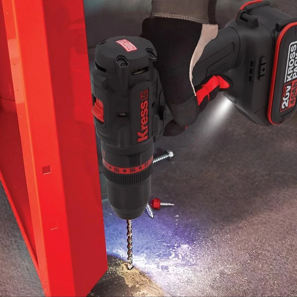 Kress Kuc30 20Volt/4.0Ah Li-İon Çift Akülü Kömürsüz Profesyonel Şarjlı Darbeli Matkap - 9