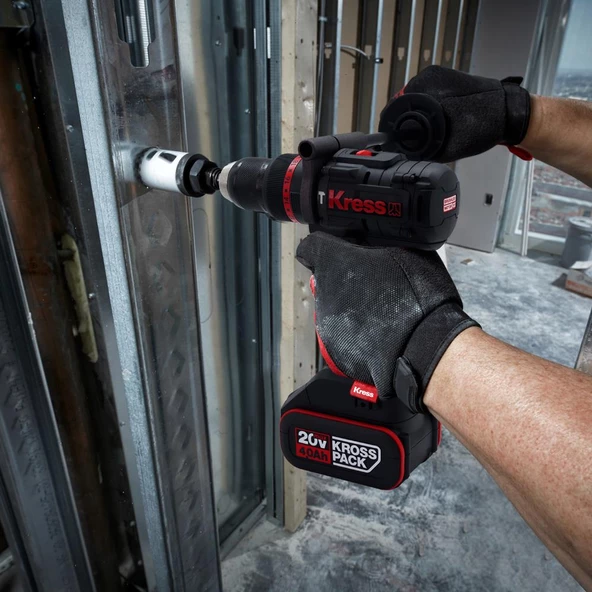 Kress Kuc35 20Volt/4.0Ah Li-İon Çift Akülü Kömürsüz Profesyonel Şarjlı Darbeli Matkap - 8