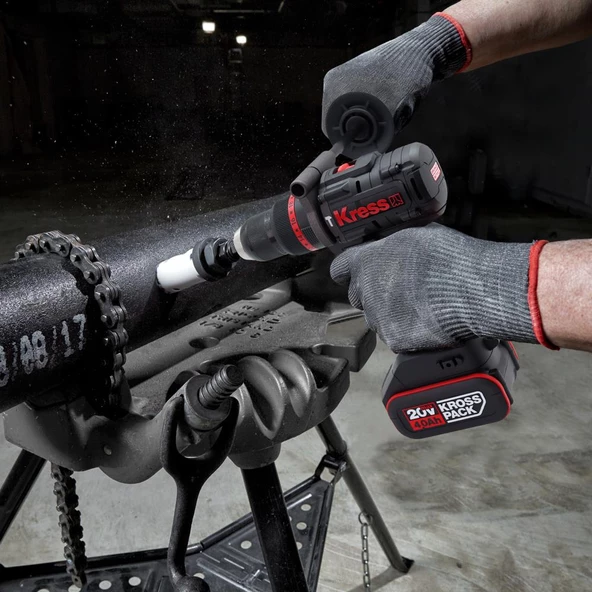 Kress Kuc35 20Volt/4.0Ah Li-İon Çift Akülü Kömürsüz Profesyonel Şarjlı Darbeli Matkap - 9