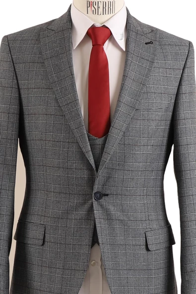 Regular Fit Yelekli Takım - 4