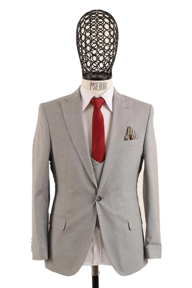 Yelekli Takım Elbise Slim Fit - 4