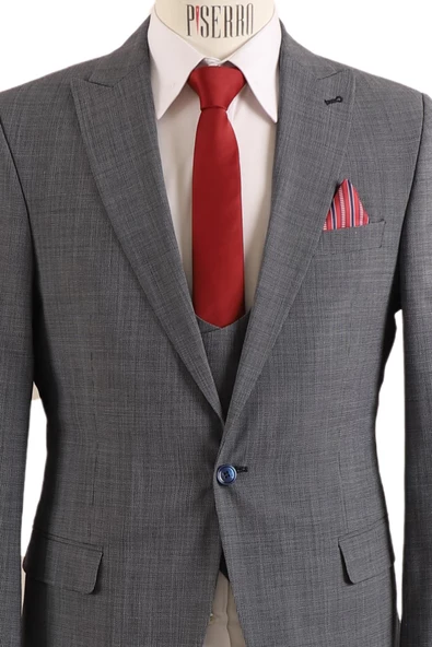 Yelekli Takım Elbise Slim Fit - 5